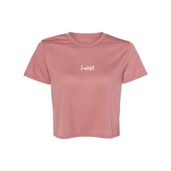 스웨커 핑크호냥 B 크롭탑 티셔츠 여성용 핑크