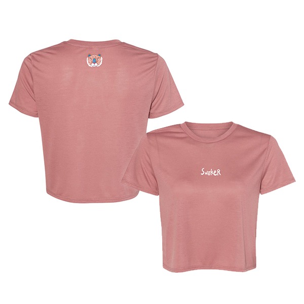 스웨커 핑크호냥 B 크롭탑 티셔츠 여성용 핑크